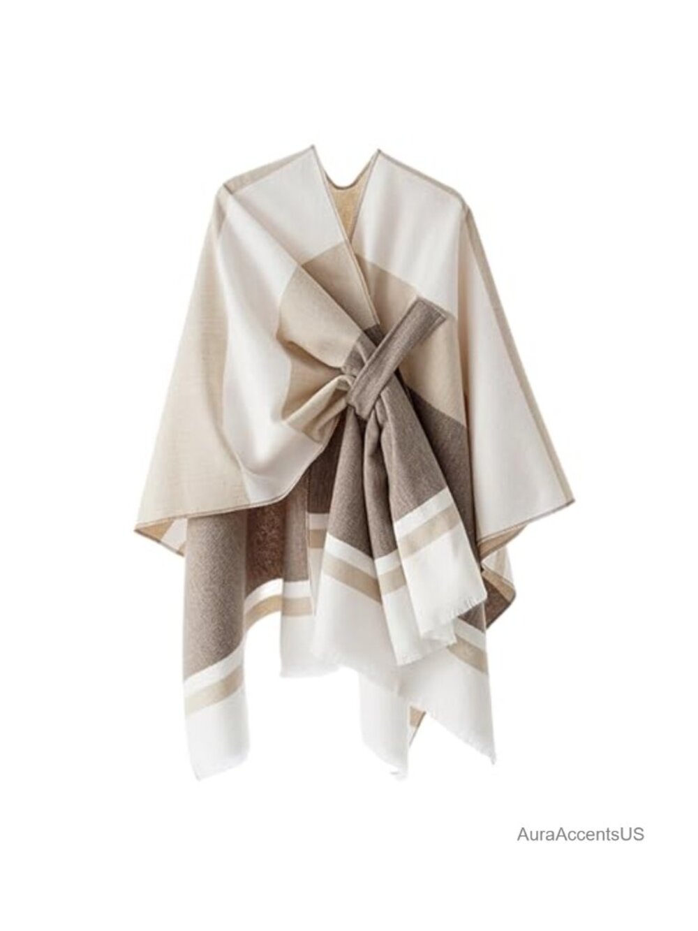 Plaid Shawl Wrap Poncho Sweater Cape Women's Open Front Cashmere-like Soft